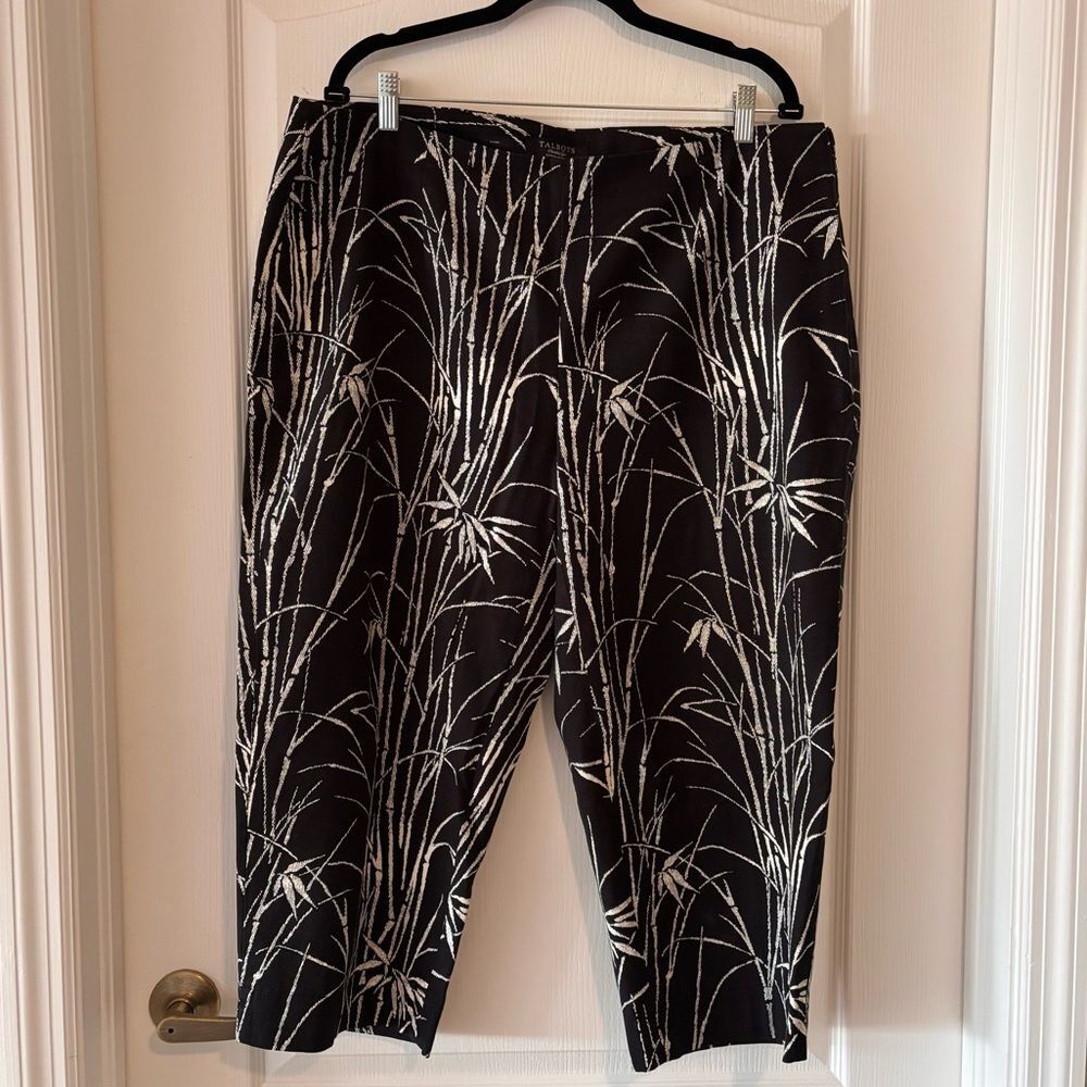 Talbot Womens Pants Black & White Bamboo Pattern Pants
